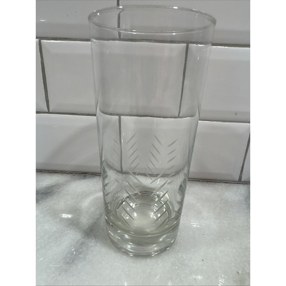 Javit CRYSTAL Rain Collection Etched Fine Cut MCM Vtg 1 Glass‎